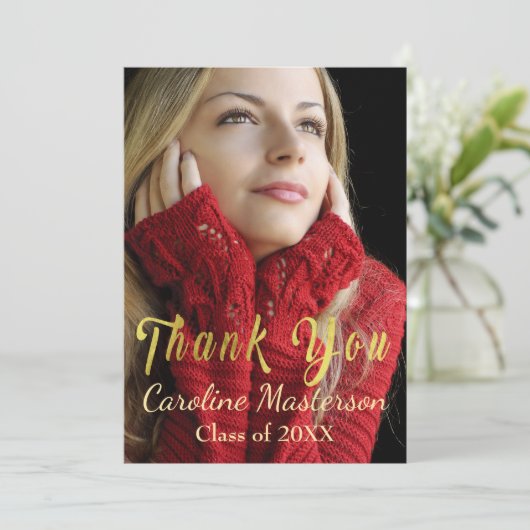 カスタマイズ可能な卒業サンキューカード 案内状 (スタンド正面)