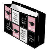 カスタマイズ可能な卒業ピンク ラージペーパーバッグ (正面アングル)