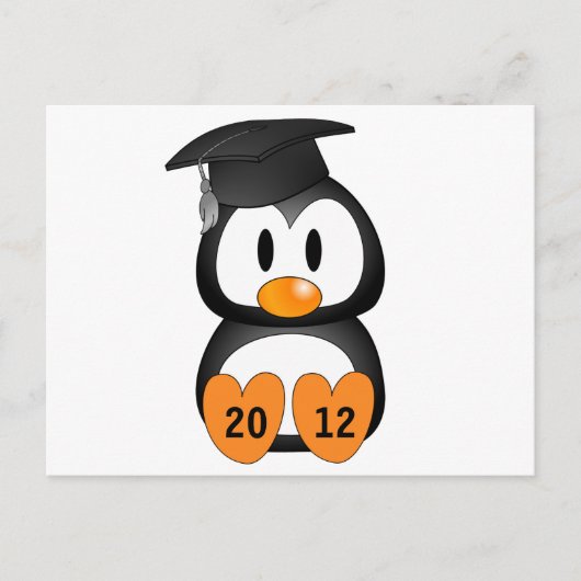 カスタマイズ可能な卒業ペンギン 案内ポストカード (正面)