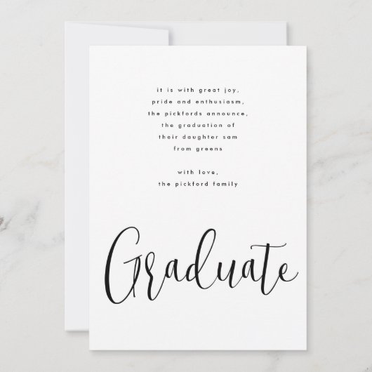 カスタマイズ可能な卒業写真の卒業生 案内状 (裏面)