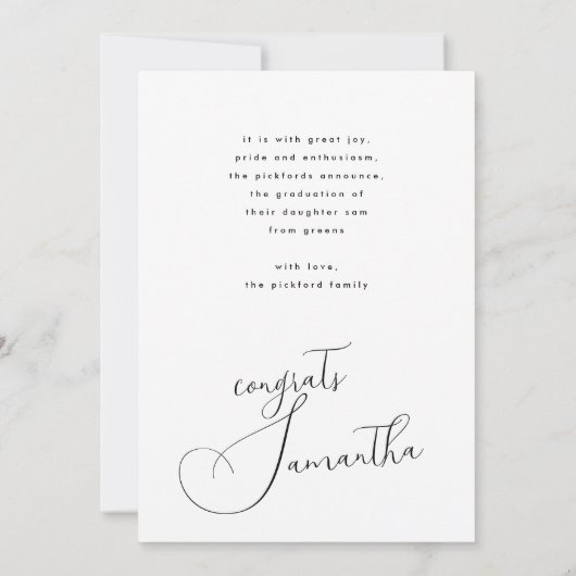 カスタマイズ可能な卒業写真の卒業生 案内状 (裏面)