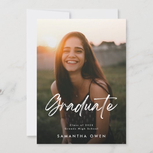 カスタマイズ可能な卒業発表フォトカード 案内状 (正面)