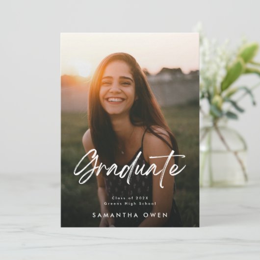 カスタマイズ可能な卒業発表フォトカード 案内状 (スタンド正面)