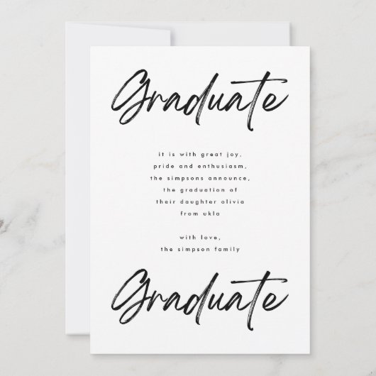 カスタマイズ可能な卒業発表フォトカード 案内状 (裏面)