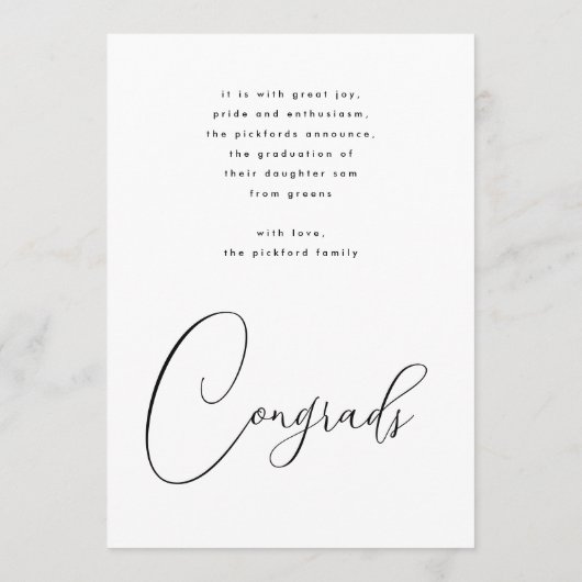 カスタマイズ可能な卒業発表フォトグラード 案内状 (裏面)