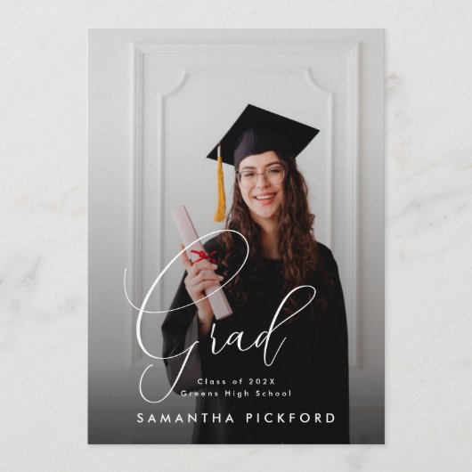 カスタマイズ可能な卒業発表フォトグラード 案内状 (正面)