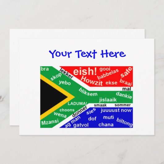 カスタマイズ可能な南アフリカの俗語の招待状- 招待状 (正面/裏面)