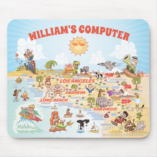 カスタマイズ可能な南カリフォルニアの漫画マウスパッド マウスパッド (正面)