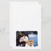 カスタマイズ可能な印が付いている小さい雪だるま 便箋 (正面/裏面)