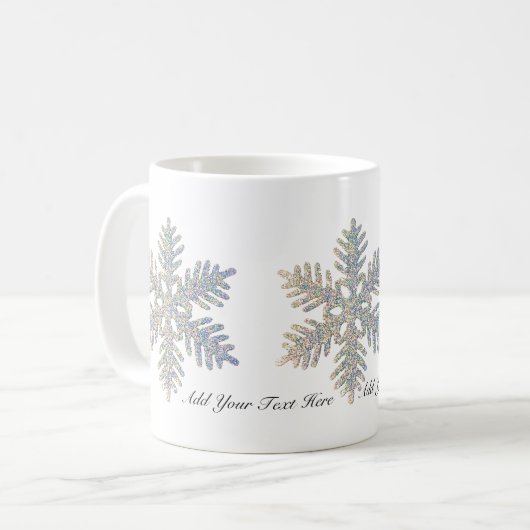 カスタマイズ可能な印刷されたきらびやかな雪片 コーヒーマグカップ (正面左)