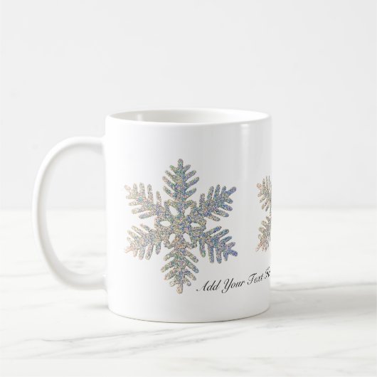 カスタマイズ可能な印刷されたきらびやかな雪片 コーヒーマグカップ (左)