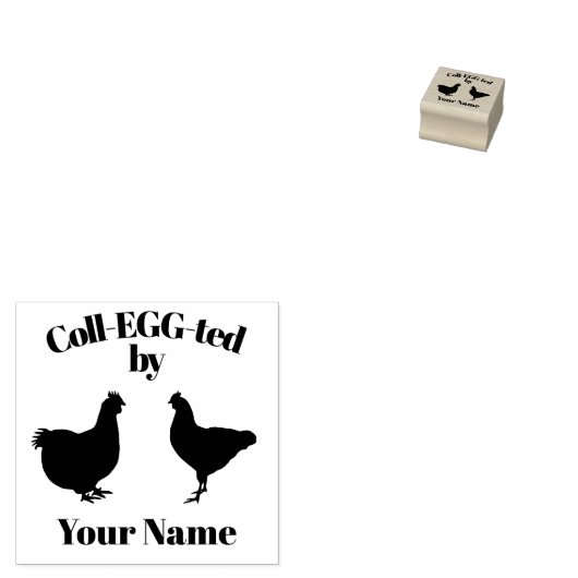 カスタマイズ可能な卵スタンプ2羽の鶏 ラバースタンプ (押印)