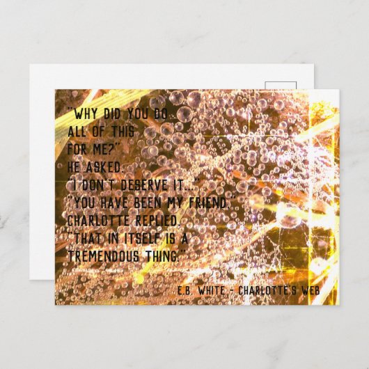 カスタマイズ可能な友情引用文 – シャーロットのくもの巣 ポストカード (正面/裏面)