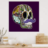 カスタマイズ可能な口ひげ砂糖スカルポスター ポスター (キッチン)