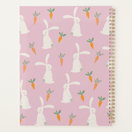 カスタマイズ可能な可愛いウサギのニンジン模様 プランナー手帳 (裏面)