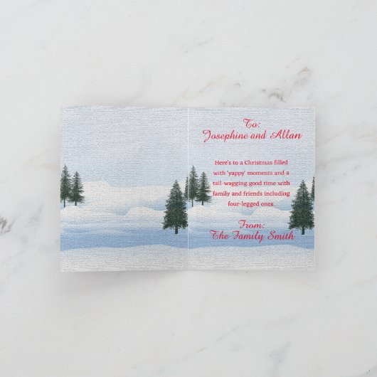 カスタマイズ可能な可愛いコックポウドヤッピーのクリスマスカード カード (内部)