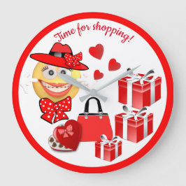 カスタマイズ可能な可愛いファッション絵文字とショッピング ラージ壁時計