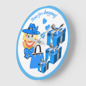 カスタマイズ可能な可愛いファッション絵文字とショッピング ラージ壁時計 (傾斜)