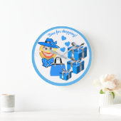 カスタマイズ可能な可愛いファッション絵文字とショッピング ラージ壁時計 (ホーム)