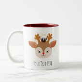 カスタマイズ可能な可愛い鹿パーソナライズされたのクリスマスマグ ツートーンマグカップ (左)