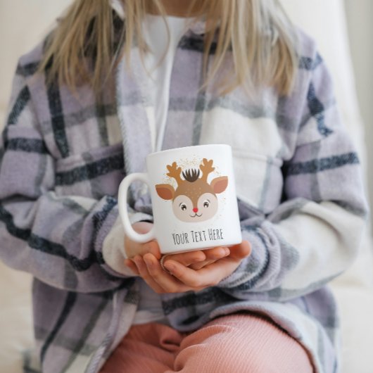 カスタマイズ可能な可愛い鹿パーソナライズされたのクリスマスマグ ツートーンマグカップ