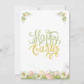 カスタマイズ可能な可愛らしいオレンジキャットバニーイースター 招待状 (裏面)