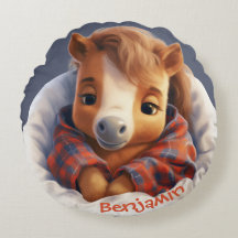 カスタマイズ可能な可愛らしいポニーラウンド装飾用クッション