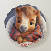 カスタマイズ可能な可愛らしいポニーラウンド装飾用クッション ラウンドクッション (裏面)