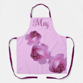カスタマイズ可能な名かわいらし前5ピンクローズフローラboho エプロン (正面)