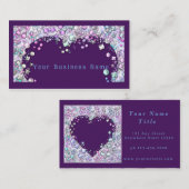 カスタマイズ可能な名刺の紫色の宝石ハート 名刺 (正面/裏面)