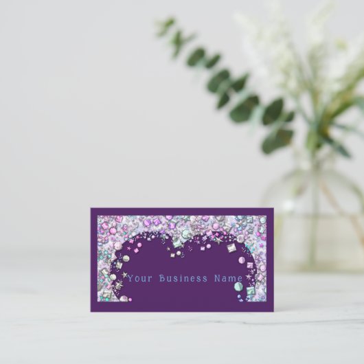 カスタマイズ可能な名刺の紫色の宝石ハート 名刺 (スタンド正面)