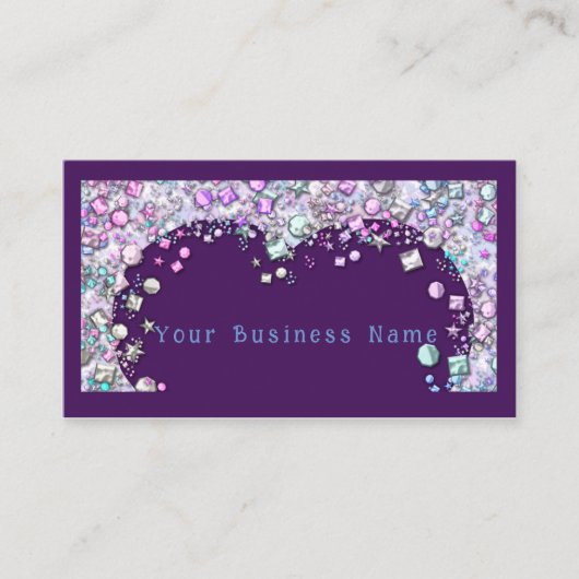カスタマイズ可能な名刺の紫色の宝石ハート 名刺 (正面)