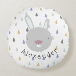 カスタマイズ可能な名前かわいいウサギ ラウンドクッション
