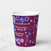 カスタマイズ可能な名前かわいいガーリーハッピーバースデー 紙コップ (裏面)