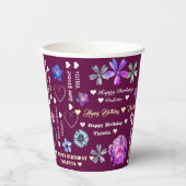 カスタマイズ可能な名前かわいいガーリーハッピーバースデー 紙コップ (正面)