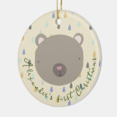カスタマイズ可能な名前かわいいクマのクリスマス セラミックオーナメント (左)