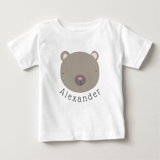 カスタマイズ可能な名前かわいいクマベビーTシャツ ベビーTシャツ (正面)