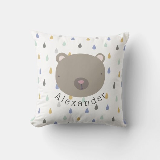 カスタマイズ可能な名前かわいいクマ クッション (正面)