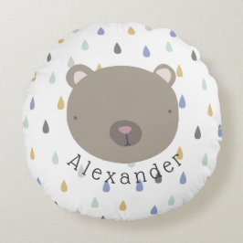 カスタマイズ可能な名前かわいいクマ ラウンドクッション
