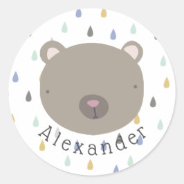 カスタマイズ可能な名前かわいいクマ ラウンドシール