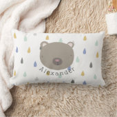 カスタマイズ可能な名前かわいいクマ ランバークッション (ブランケット)