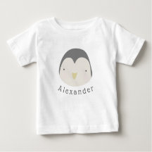 カスタマイズ可能な名前かわいいペンギンベビーTシャツ