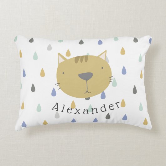 カスタマイズ可能な名前かわいい猫 アクセントクッション (正面)