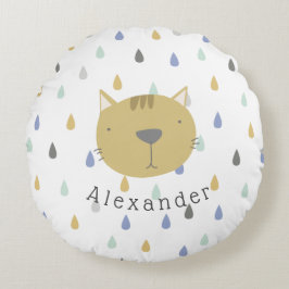 カスタマイズ可能な名前かわいい猫 ラウンドクッション