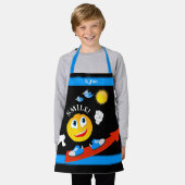 カスタマイズ可能な名前かわいい笑顔の絵文字チャイルド エプロン (着用した状態)