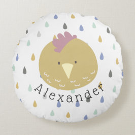 カスタマイズ可能な名前かわいい雛 ラウンドクッション