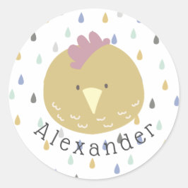 カスタマイズ可能な名前かわいい雛 ラウンドシール
