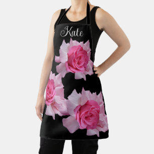 カスタマイズ可能な名前かわいらしKate pink roseフローラおもしろい エプロン