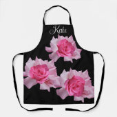 カスタマイズ可能な名前かわいらしKate pink roseフローラおもしろい エプロン (正面)