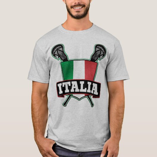 カスタマイズ可能な名前と番号イタリアラクロスTシャツ Tシャツ (正面)